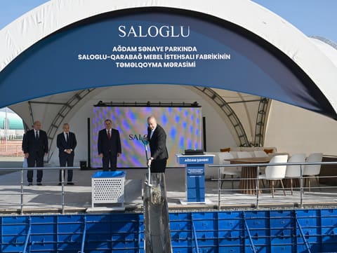 Prezident Ağdam Sənaye Parkında "Saloğlu Qarabağ" MMC-nin istehsal müəssisəsinin təməlini qoyub