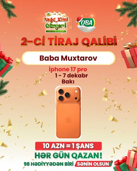 “OBA” marketlər şəbəkəsi “Nağıl kimi günlər” lotereyasının ilk qaliblərini açıqladı