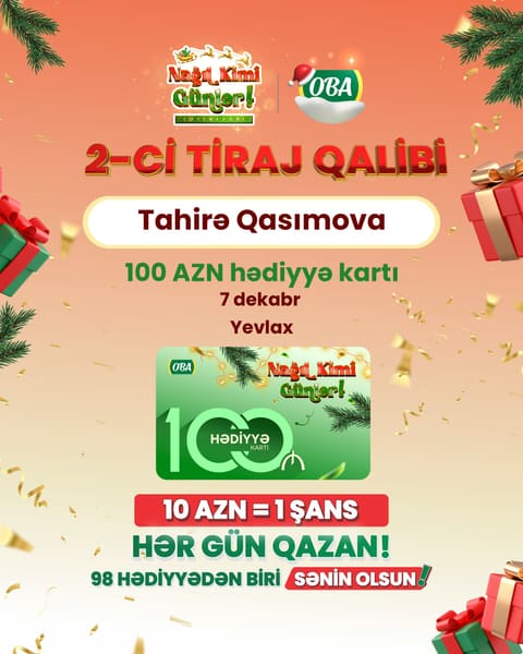 “OBA” marketlər şəbəkəsi “Nağıl kimi günlər” lotereyasının ilk qaliblərini açıqladı