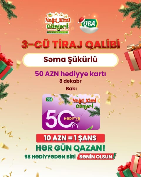 “OBA”nın keçirdiyi “Nağıl kimi günlər” lotereyasının növbəti qalibləri seçildi – FOTOLAR 
