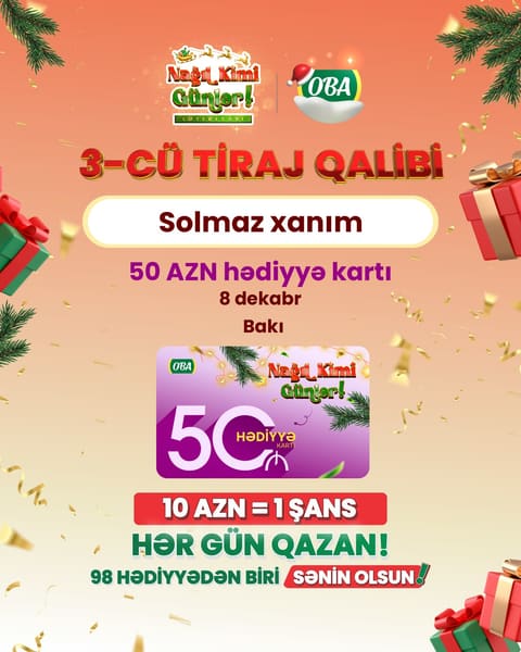 “OBA”nın keçirdiyi “Nağıl kimi günlər” lotereyasının növbəti qalibləri seçildi – FOTOLAR 