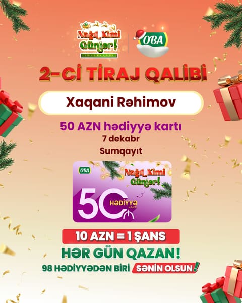 “OBA” marketlər şəbəkəsi “Nağıl kimi günlər” lotereyasının ilk qaliblərini açıqladı