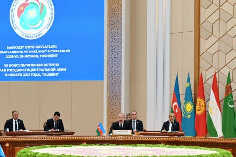 İlham Əliyev Mərkəzi Asiya Dövlət Başçılarının 7-ci Məşvərət Görüşünün iclasında çıxış edib - YENİLƏNİB