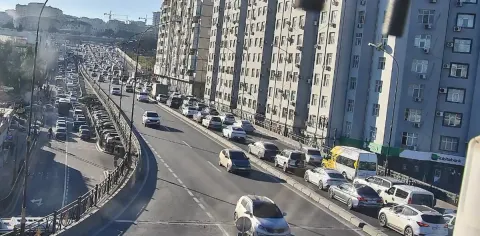 Bir sıra yollarda nəqliyyatın sıxlığı yaranıb - FOTOLAR - YENİLƏNİB 4
