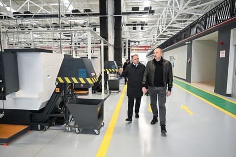 Prezident Tərtər elektromexanika zavodunun yenidənqurmadan sonra açılışında iştirak edib - YENİLƏNİB