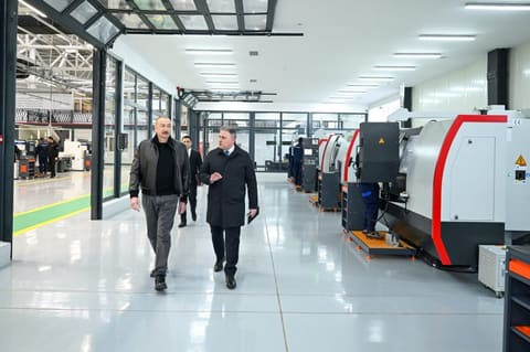 Prezident Tərtər elektromexanika zavodunun yenidənqurmadan sonra açılışında iştirak edib - YENİLƏNİB