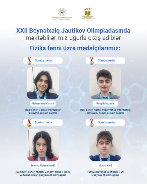 Məktəblilərimiz XXII Beynəlxalq Jautikov Olimpiadasında 10 medal qazanıb