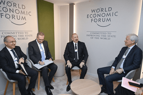İlham Əliyev Davosda “J.P. Morgan” şirkətinin sədri və baş icraçı direktoru ilə görüşüb - YENİLƏNİB