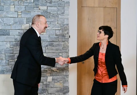 Prezident Davosda Avropa İttifaqının Genişlənmə üzrə komissarı ilə görüşüb