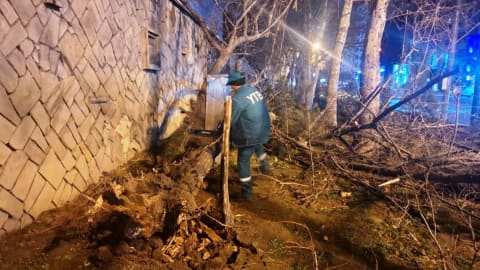 Güclü külək Bakıda 78 ağacı sındırıb
