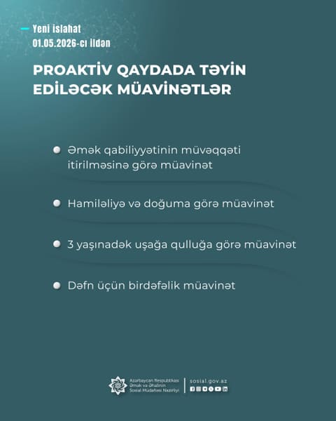 Sosial sığorta əsaslı müavinətlər sahəsində yeni islahatın üstünlükləri açıqlanıb