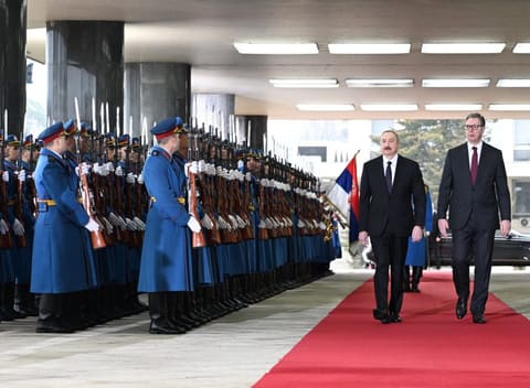 Prezident İlham Əliyevin Belqradda rəsmi qarşılanma mərasimi olub