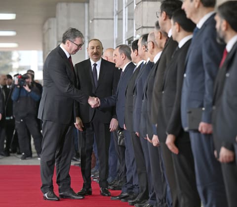 Prezident İlham Əliyevin Belqradda rəsmi qarşılanma mərasimi olub
