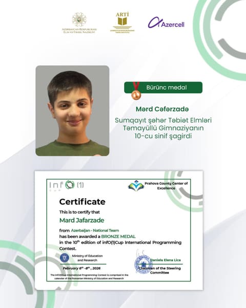 Azərbaycanlı şagirdlər Info(1)Cup müsabiqəsində 6 medal qazanıb