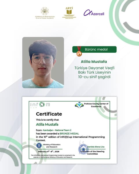 Azərbaycanlı şagirdlər Info(1)Cup müsabiqəsində 6 medal qazanıb