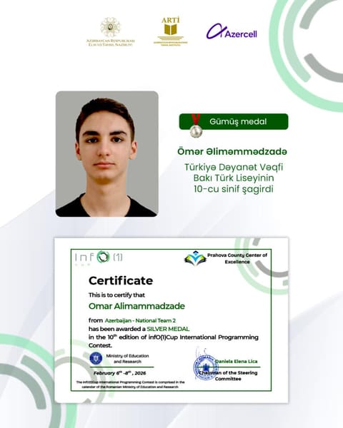 Azərbaycanlı şagirdlər Info(1)Cup müsabiqəsində 6 medal qazanıb