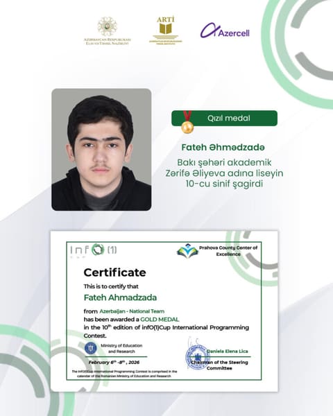 Azərbaycanlı şagirdlər Info(1)Cup müsabiqəsində 6 medal qazanıb