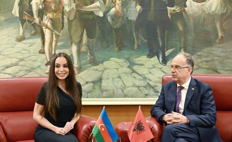 Leyla Əliyeva Tiranada Albaniya Prezidenti Bayram Beqay ilə görüşüb