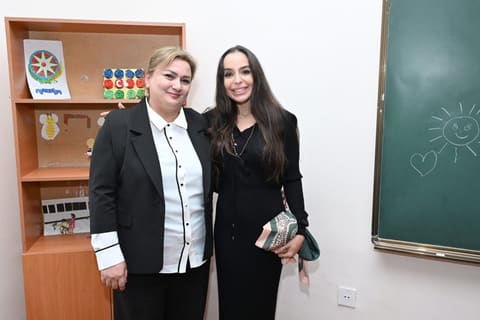 Leyla Əliyeva və Alena Əliyeva Quba şəhərində internat tipli ümumtəhsil məktəbini və STEAM mərkəzini ziyarət ediblər