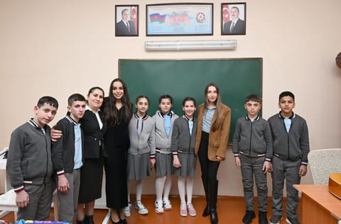 Leyla Əliyeva və Alena Əliyeva Quba şəhərində internat tipli ümumtəhsil məktəbini və STEAM mərkəzini ziyarət ediblər