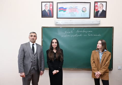 Leyla Əliyeva və Alena Əliyeva Quba şəhərində internat tipli ümumtəhsil məktəbini və STEAM mərkəzini ziyarət ediblər