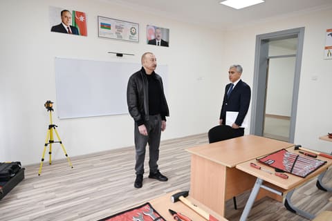 Prezident İlham Əliyev Şamaxı Avropa liseyinin yeni binasının açılışında iştirak edib