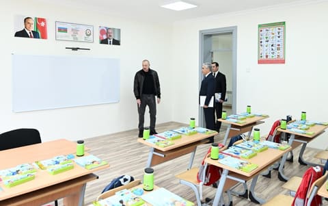 Prezident İlham Əliyev Şamaxı Avropa liseyinin yeni binasının açılışında iştirak edib