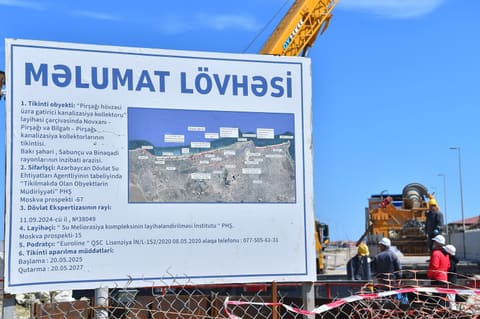 Pirşağı hövzəsi üzrə kanalizasiya kollektorları və tullantı sutəmizləyici qurğu tikilir - FOTOLAR - VİDEO