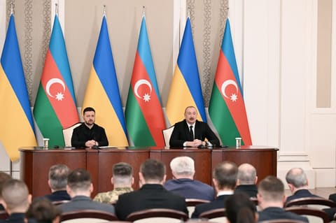 Azərbaycan və Ukrayna prezidentləri mətbuata bəyanatlarla çıxış ediblər - YENİLƏNİB