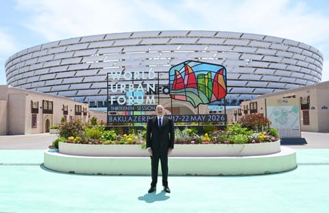 İlham Əliyev Bakı Olimpiya Stadionunun ərazisində WUF13 ilə bağlı görülən işlərlə tanış olub 