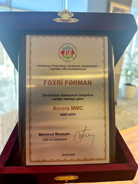 Azərbaycan Sahibkarlar Konfederasiyası “Avrora Qrup"u Fəxri Fərmanla təltif edib