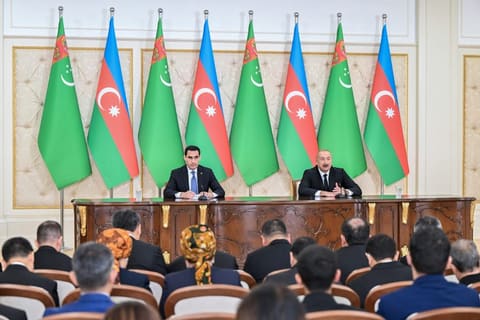 Azərbaycan və Türkmənistan prezidentləri mətbuata bəyanatlarla çıxış ediblər YENİLƏNİB 