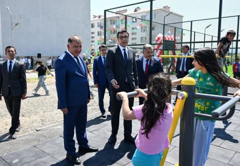 Naftalan, Samux və Mingəçevirdə “Sağlam məhəllə” idman zonaları istifadəyə verilib