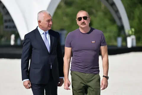 İlham Əliyev Laçında "Həkəriçay" su anbarının təməlini qoyub