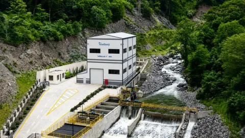 İlham Əliyev Laçında Hoçaz çayının üzərindəki su elektrik stansiyalarının açılışında iştirak edib