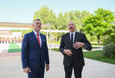 Slovakiya Prezidenti Peter Pelleqrininin Şuşada rəsmi qarşılanma mərasimi olub