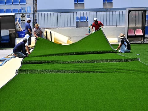 Bayıl stadionunda yenidənqurma işləri davam edir - FOTOLAR