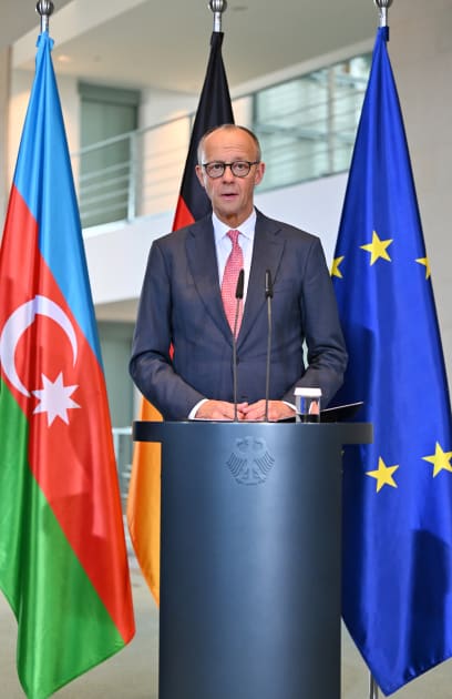  İlham Əliyev və Federal Kansler Fridrix Merts mətbuata bəyanatlarla çıxış ediblər - YENİLƏNİB