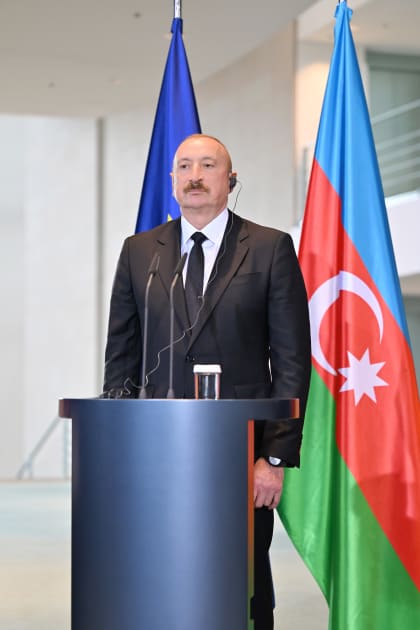  İlham Əliyev və Federal Kansler Fridrix Merts mətbuata bəyanatlarla çıxış ediblər - YENİLƏNİB