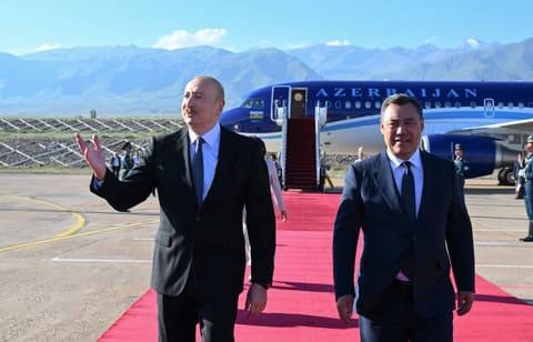 President Ilham Aliyev arrives in Kyrgyzstan for state visit