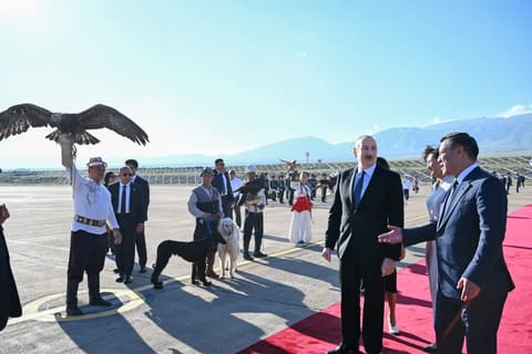 President Ilham Aliyev arrives in Kyrgyzstan for state visit