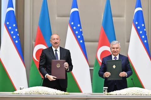 Ceremony of signing and exchanging Azerbaijan-Uzbekistan documents held in Tashkent - UPDATED