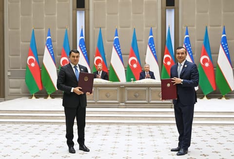 Ceremony of signing and exchanging Azerbaijan-Uzbekistan documents held in Tashkent - UPDATED