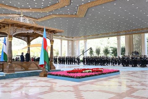 Official welcome ceremony held for President Ilham Aliyev in Tashkent - VIDEO