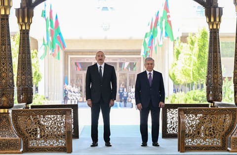 Official welcome ceremony held for President Ilham Aliyev in Tashkent - VIDEO