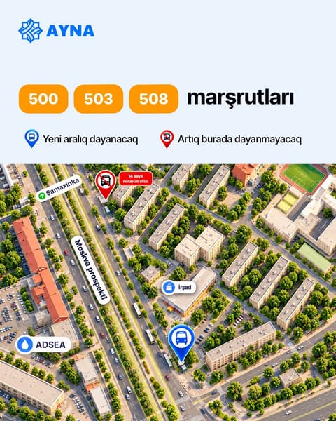 “20 Yanvar” metrostansiyası və “Şamaxinka” ətrafında bəzi marşrutlar dayanacaq məntəqələrindən çıxarılır