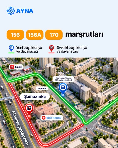 “20 Yanvar” metrostansiyası və “Şamaxinka” ətrafında bəzi marşrutlar dayanacaq məntəqələrindən çıxarılır