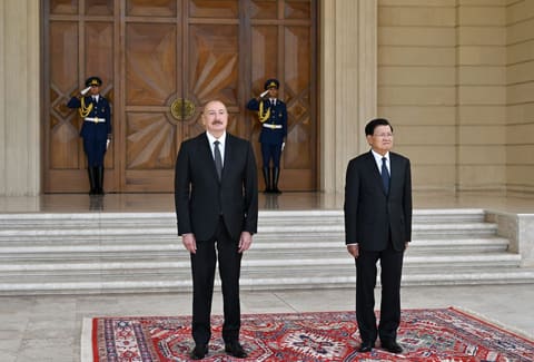 Laos Prezidentinin Bakıda rəsmi qarşılanma mərasimi olub