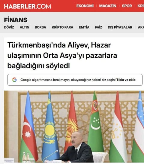Türkiyə mediası Azərbaycan Prezidentinin Türkmənistana səfərini geniş işıqlandırıb