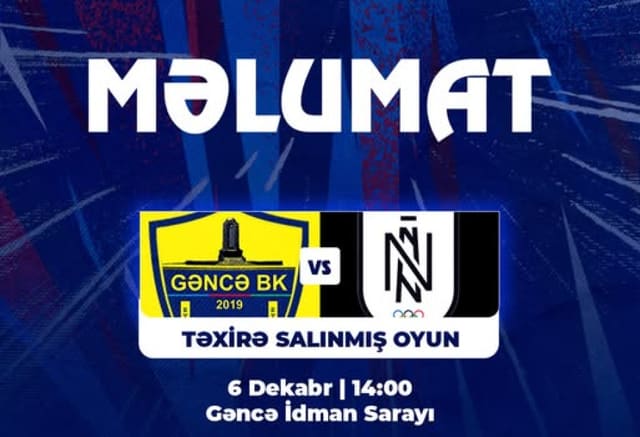 Azərbaycan Basketbol Liqasında təxirə salınmış oyunun vaxtı bəlli olub